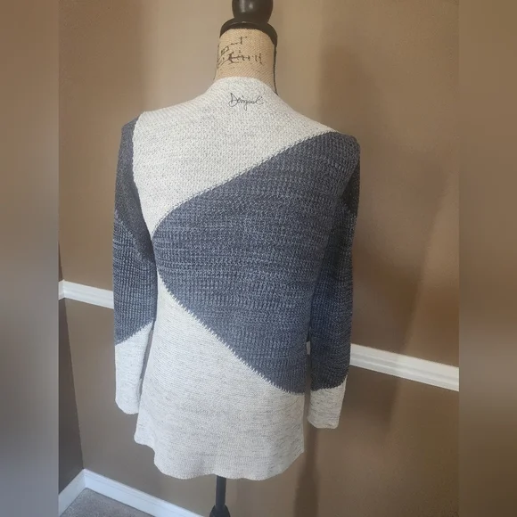 Women's Desigual Navy and Gray Open Front Cardigan Sm - Picture 3 of 7